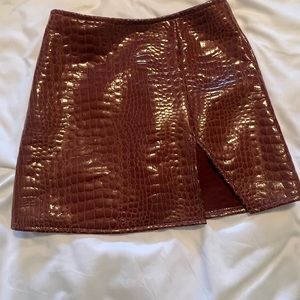 Brown croc skin skirt